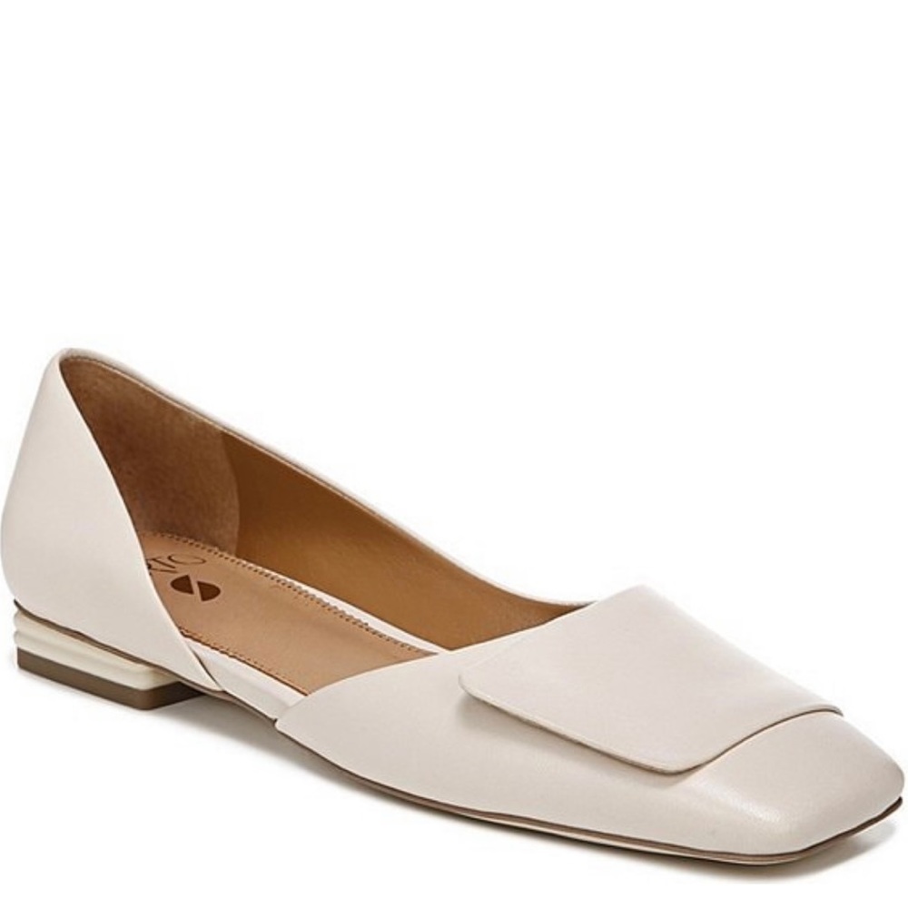Women's Cream Square-Toe Slip-On Flats